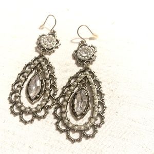 Chloe + Isabel Pearl + Crystal Filigree Earrings